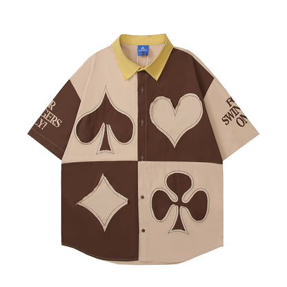 𝕃oose 𝔽it ☞𝟤𝟢𝟤𝟧 ☜美式復古拼色設計感短袖襯衫 CH-59