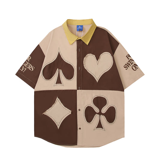 𝕃oose 𝔽it ☞𝟤𝟢𝟤𝟧 ☜美式復古拼色設計感短袖襯衫 CH-59