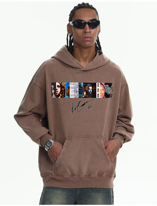 ♛𝔽𝕦𝕤𝕚𝕠𝕟 𝔽𝕠𝕔𝕦𝕤 ♛410G重磅水洗美式復古落肩連帽大學T  FZ-58