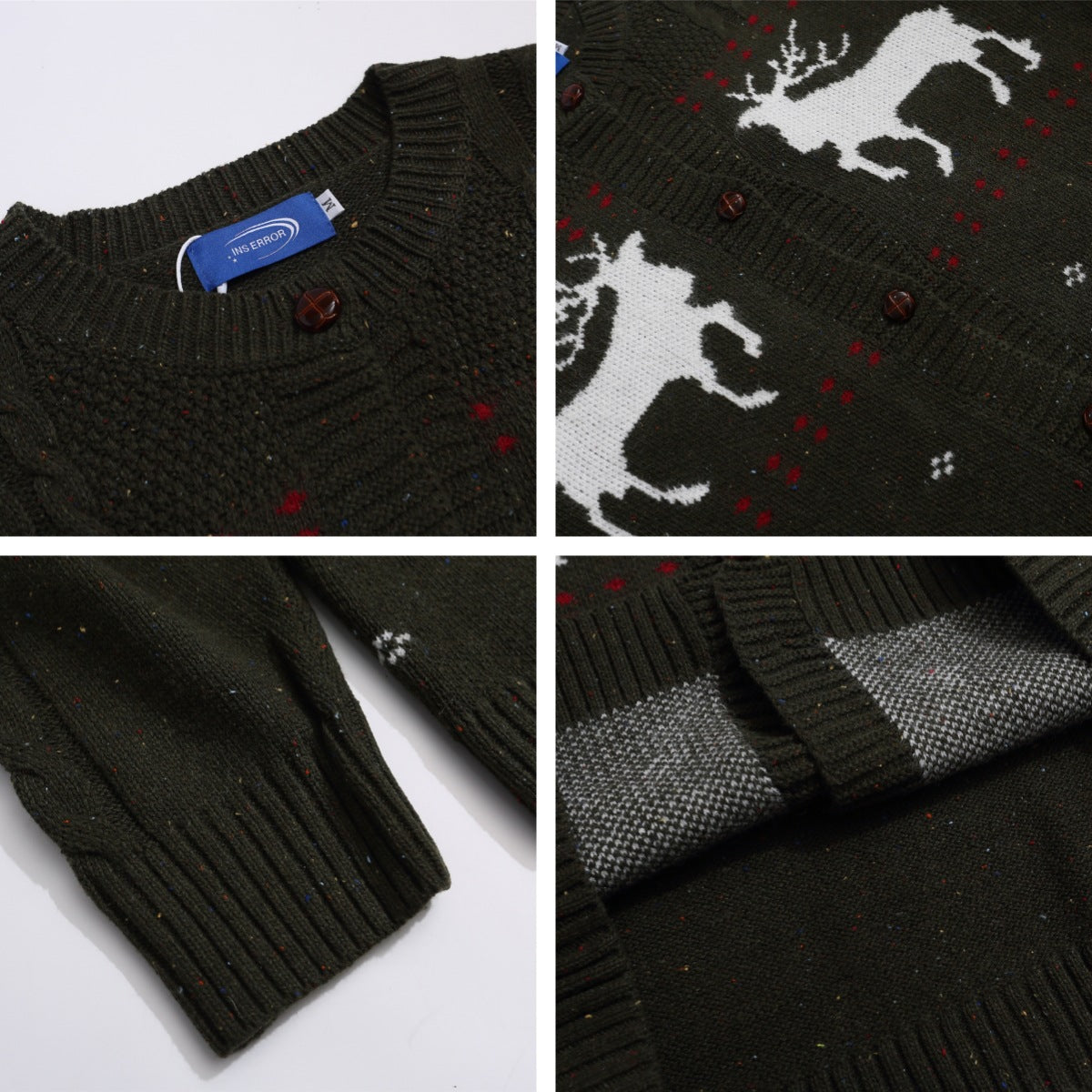 ⓀⓃⒾⓉ𒉽2025秋冬復古麋鹿圓領針織外套 K-86