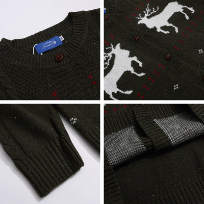 ⓀⓃⒾⓉ𒉽2025秋冬復古麋鹿圓領針織外套 K-86