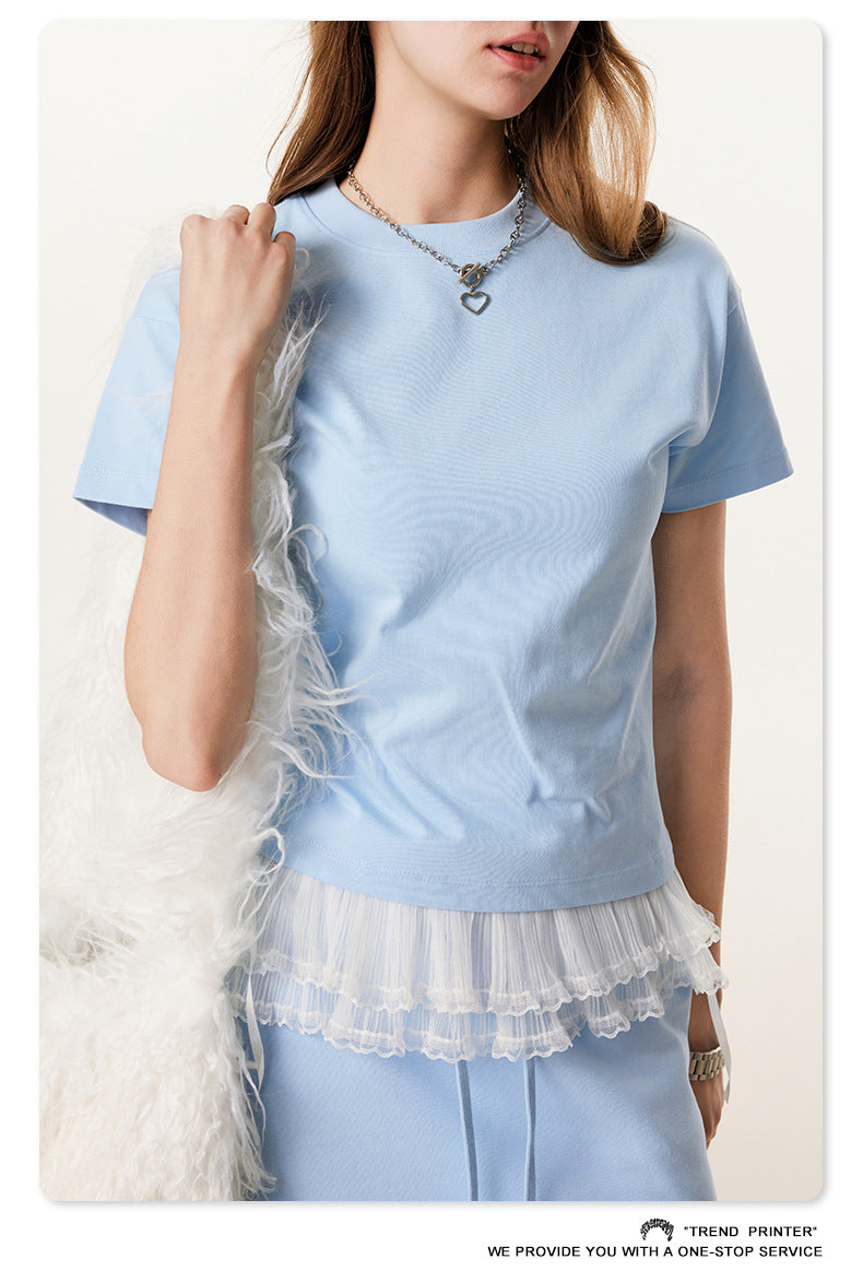 Fierce & Fitted 美式夏季甜妹圓領短T半身裙套裝	N-23 BABY藍