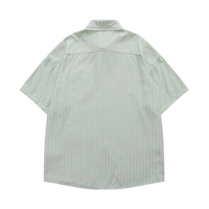 𝔼mbro 𝕊hirt𒉽美式復古玉米刺繡短袖寬鬆襯衫Y00