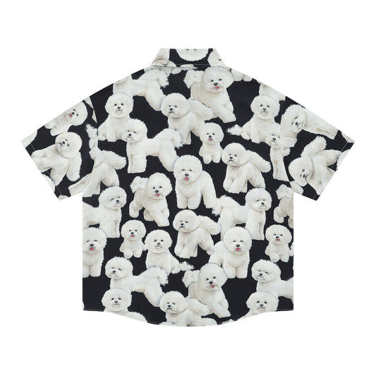 𝕃oose 𝔽it ☞𝟤𝟢𝟤𝟧 ☜日式復古可愛小狗滿印百搭休閒寬鬆襯衫 YJ-16