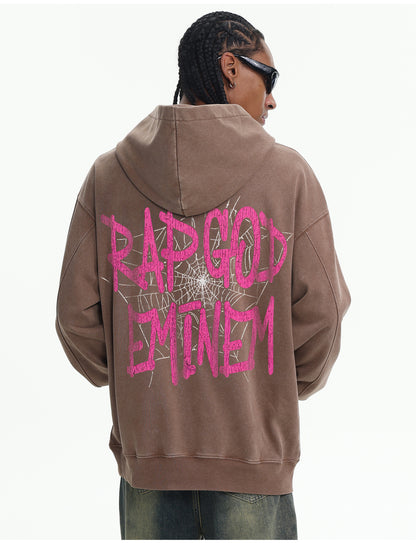 ♛𝔽𝕦𝕤𝕚𝕠𝕟 𝔽𝕠𝕔𝕦𝕤 ♛410G重磅水洗Eminem美式復古連帽大學T  FZ-71