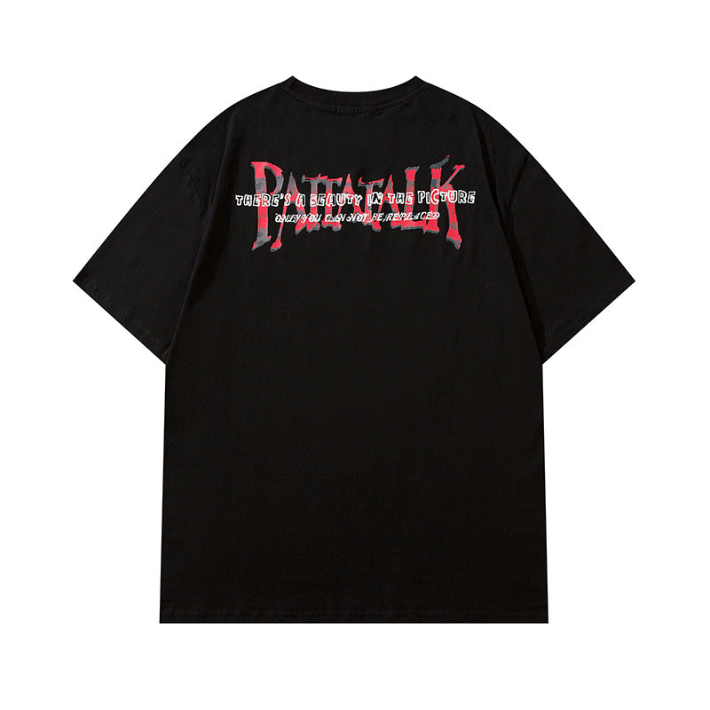 𝕃oose 𝔽it ☞𝟤𝟢𝟤𝟧 ☜美式復古人物印花圓領寬版上衣P-8