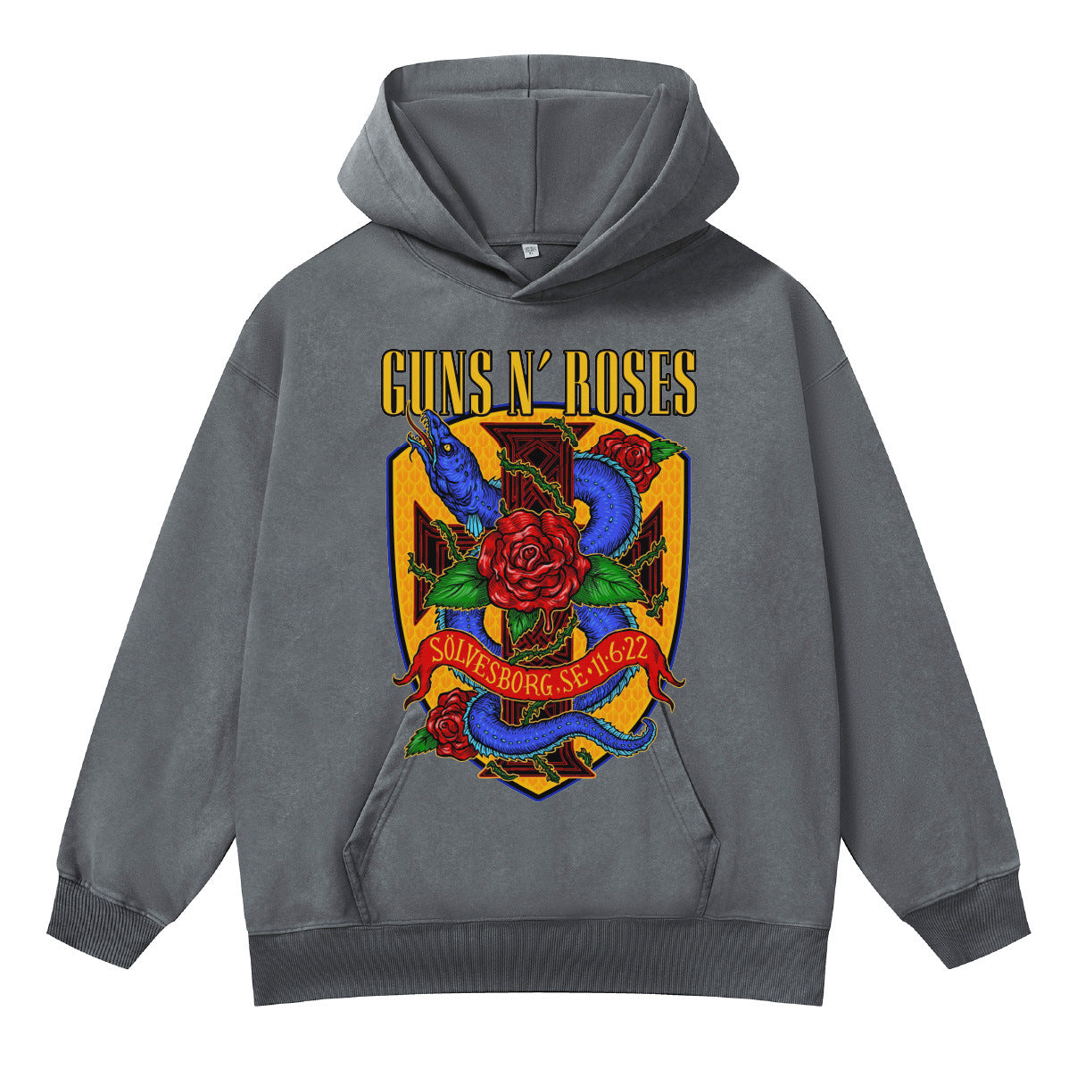 ♛𝔽𝕦𝕤𝕚𝕠𝕟 𝔽𝕠𝕔𝕦𝕤 ♛410G重磅水洗美式復古GUN ROSE連帽大學T  FZ-43