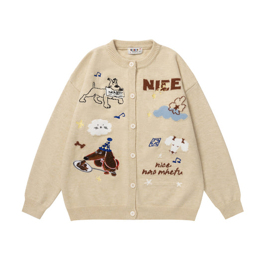 ⓀⓃⒾⓉ𒉽2025秋冬可愛小狗百搭針織外套 Y-17