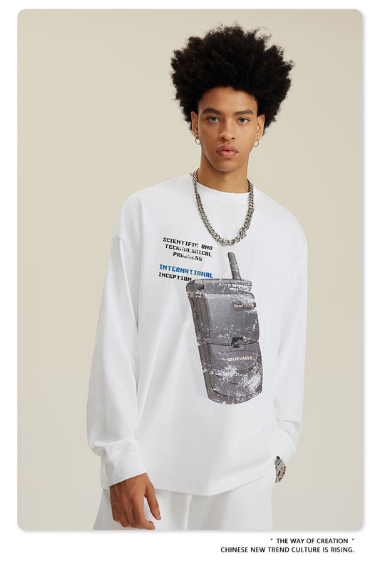 ♛𝔽𝕦𝕤𝕚𝕠𝕟 𝔽𝕠𝕔𝕦𝕤 ♛2025秋冬復古水洗印花大學T W-62