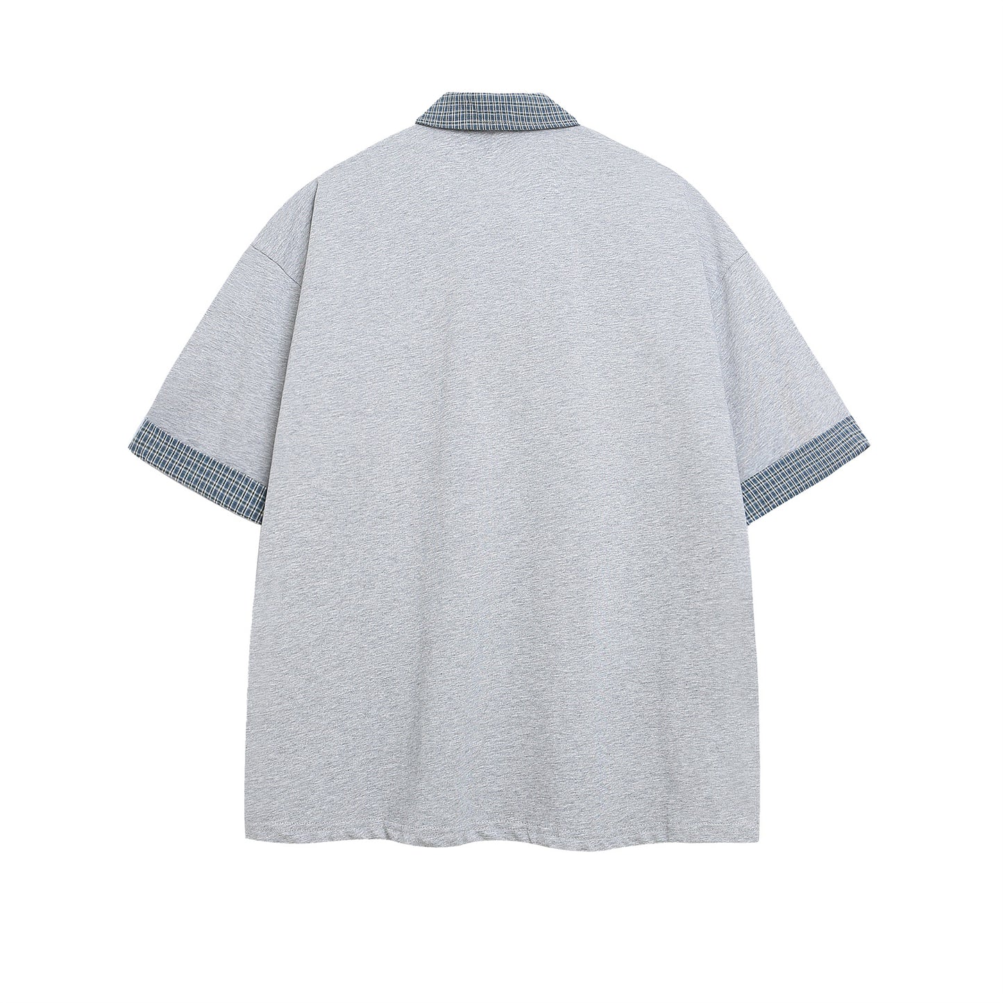 Polo Shirt𒉽美式復古印花拼接假兩件翻領POLO衫I-37