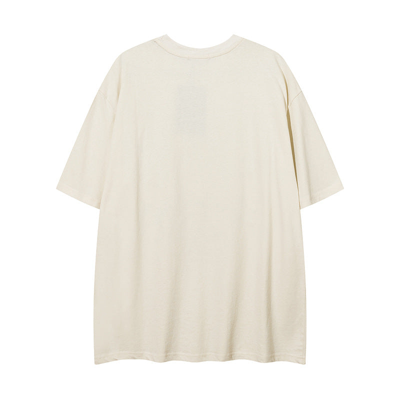 𝕃oose 𝔽it ☞𝟤𝟢𝟤𝟧 ☜美式復古荊棘星星牛仔貼布圓領男女中性 T-Shirt寬版上衣 D-X211