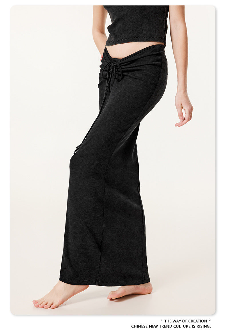 Fierce & Fitted 夏季辣妹必備V領顯瘦短T長裙套裝 復古黑