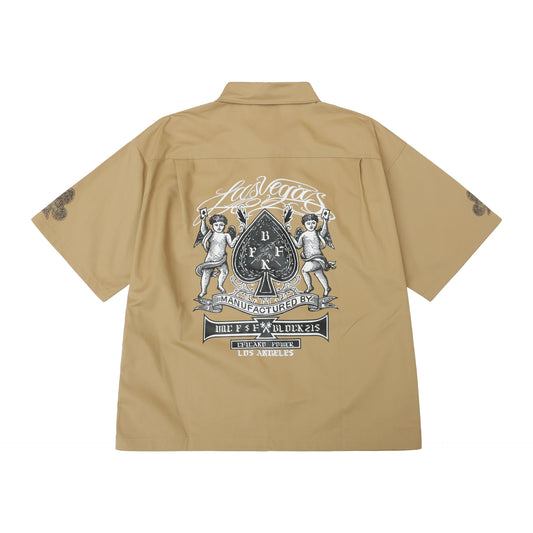 𝔽𝕦𝕤𝕚𝕠𝕟 𝔽𝕠𝕔𝕦𝕤 ✘ 悍匪 西海岸奇卡諾Chicano撲克印花工裝短袖襯衫