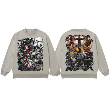 ♛𝔽𝕦𝕤𝕚𝕠𝕟 𝔽𝕠𝕔𝕦𝕤 ♛410G重磅水洗美式復古圓領厚T  GH-55