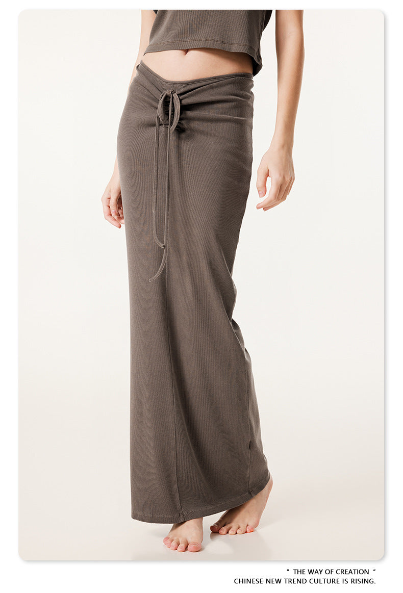 Fierce & Fitted 夏季辣妹必備V領顯瘦短T長裙套裝 咖啡色