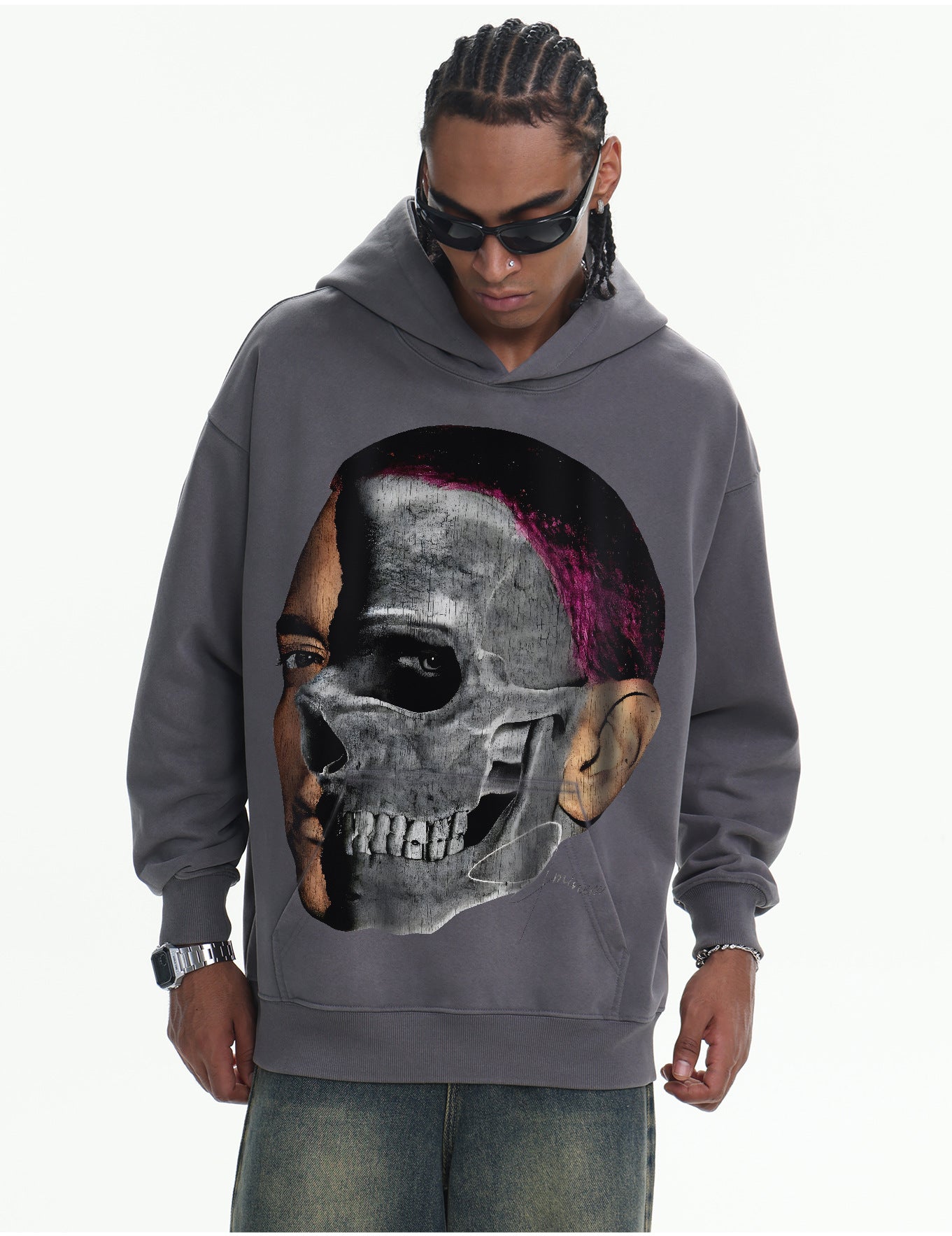 ♛𝔽𝕦𝕤𝕚𝕠𝕟 𝔽𝕠𝕔𝕦𝕤 ♛410G重磅水洗Eminem美式復古連帽大學T  FZ-71