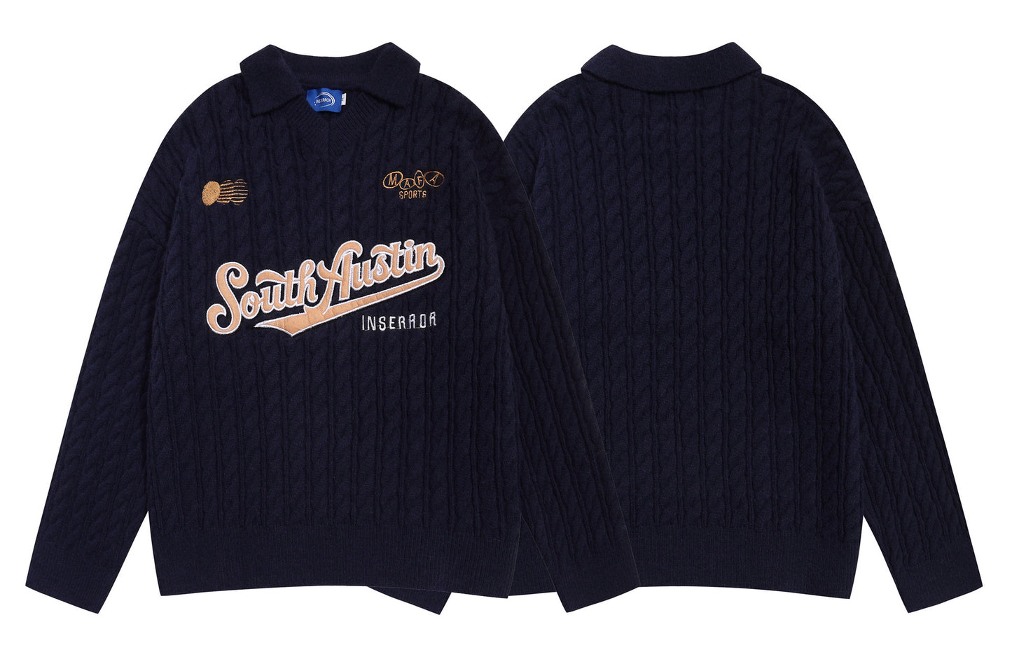 ⓀⓃⒾⓉ𒉽2025秋冬美式復古字母刺繡慵懶針織 K-08