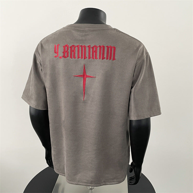 𝔽𝕦𝕤𝕚𝕠𝕟 𝔽𝕠𝕔𝕦𝕤 ✘ 2025新款美式復古刺绣t恤男款簡約高級感穿搭短袖正肩小領短袖 N505