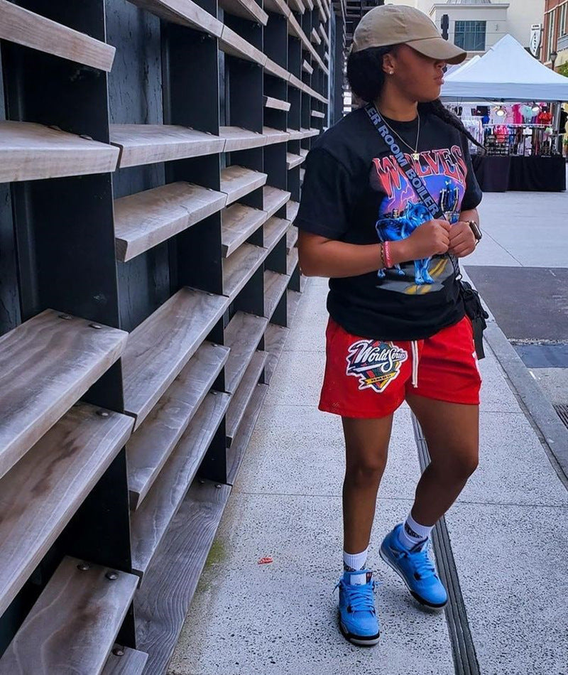 🔆𝔽𝕦𝕤𝕚𝕠𝕟 ☀ 𝔽𝕠𝕔𝕦𝕤 🔆美式棒球大聯盟潮牌AL短褲休閒運動超透氣四分褲沙灘褲男(6色）