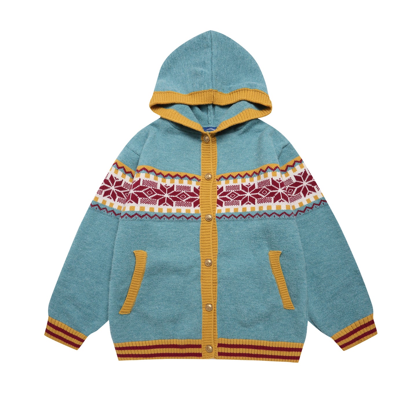 ⓀⓃⒾⓉ𒉽2025秋冬撞色連帽針織外套 K-I50