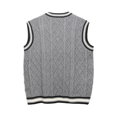 ⓀⓃⒾⓉ𒉽2025秋冬復古疊穿V領背心 IN-63