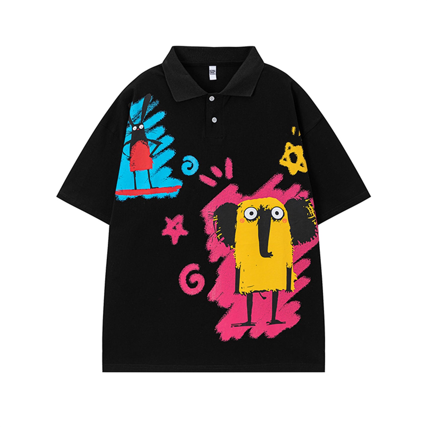 𝕃oose 𝔽it ☞𝟤𝟢𝟤𝟧 ☜美式復古抽象印花翻領寬版上衣 SA-03