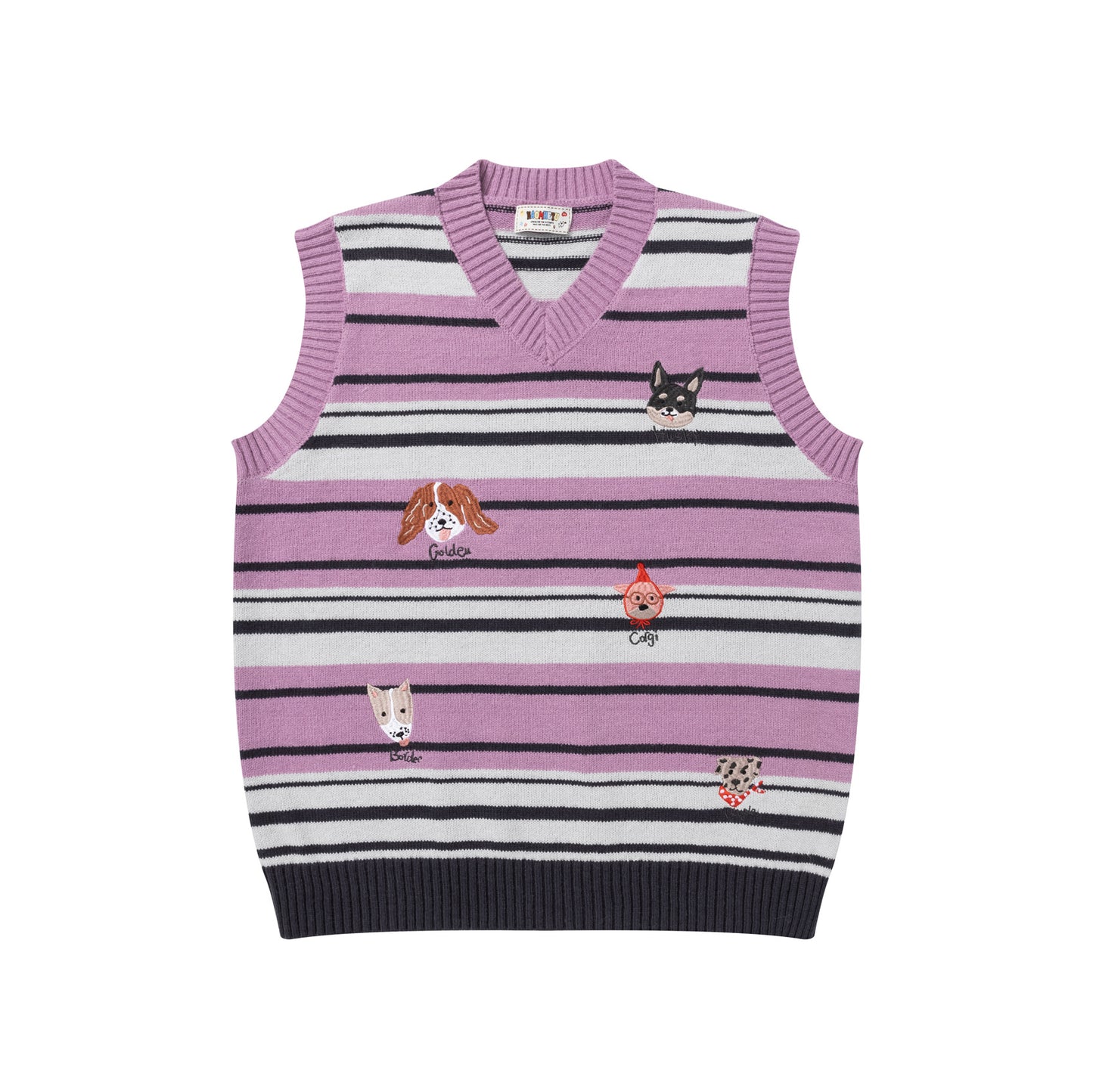 ⓀⓃⒾⓉ𒉽2025秋冬復古小狗刺繡V領針織背心N-09