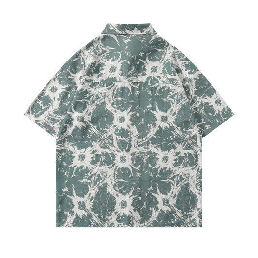 𝕃oose 𝔽it ☞𝟤𝟢𝟤𝟧 ☜美式復古渲染翻領短袖襯衫	J-06