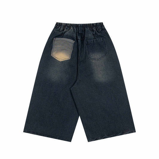 𖥟𝕽𝖊𝖑𝖆𝖝𝖊𝖉 𝖋𝖎𝖙  ☞美式復古卡通刺繡七分褲M-03