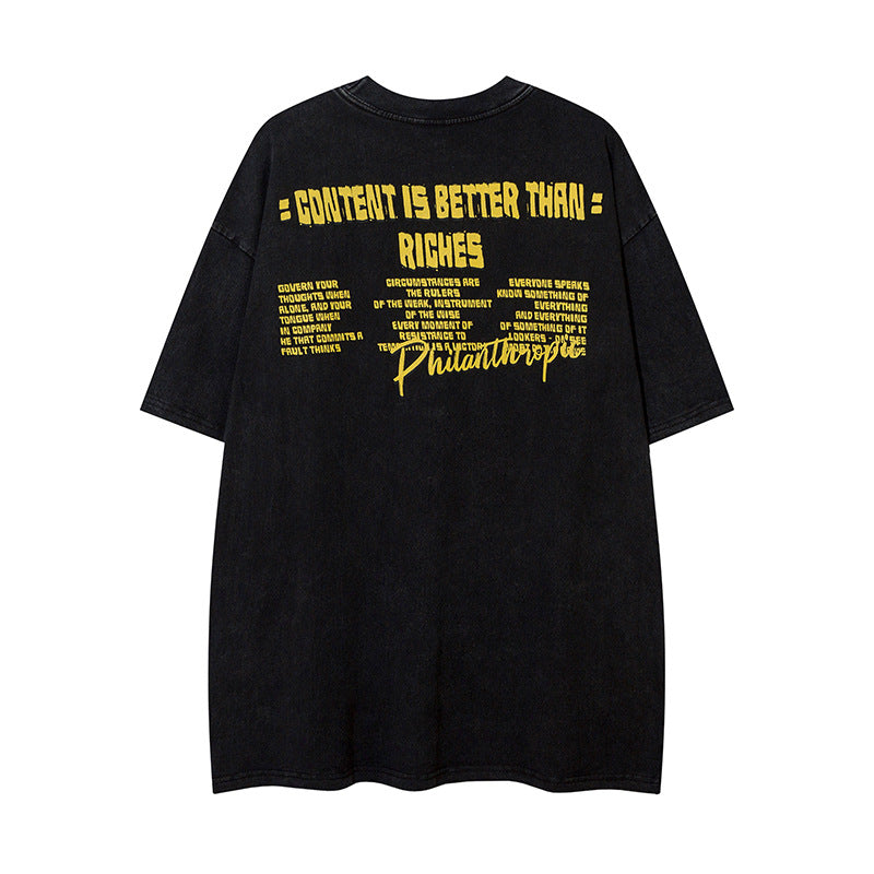 𝕃oose 𝔽it ☞𝟤𝟢𝟤𝟧 ☜美式復古卡通印花圓領男女中性 T-Shirt寬版上衣 F-517