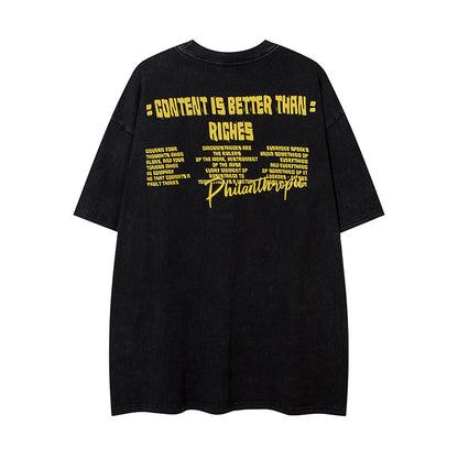 𝕃oose 𝔽it ☞𝟤𝟢𝟤𝟧 ☜美式復古卡通印花圓領男女中性 T-Shirt寬版上衣 F-517