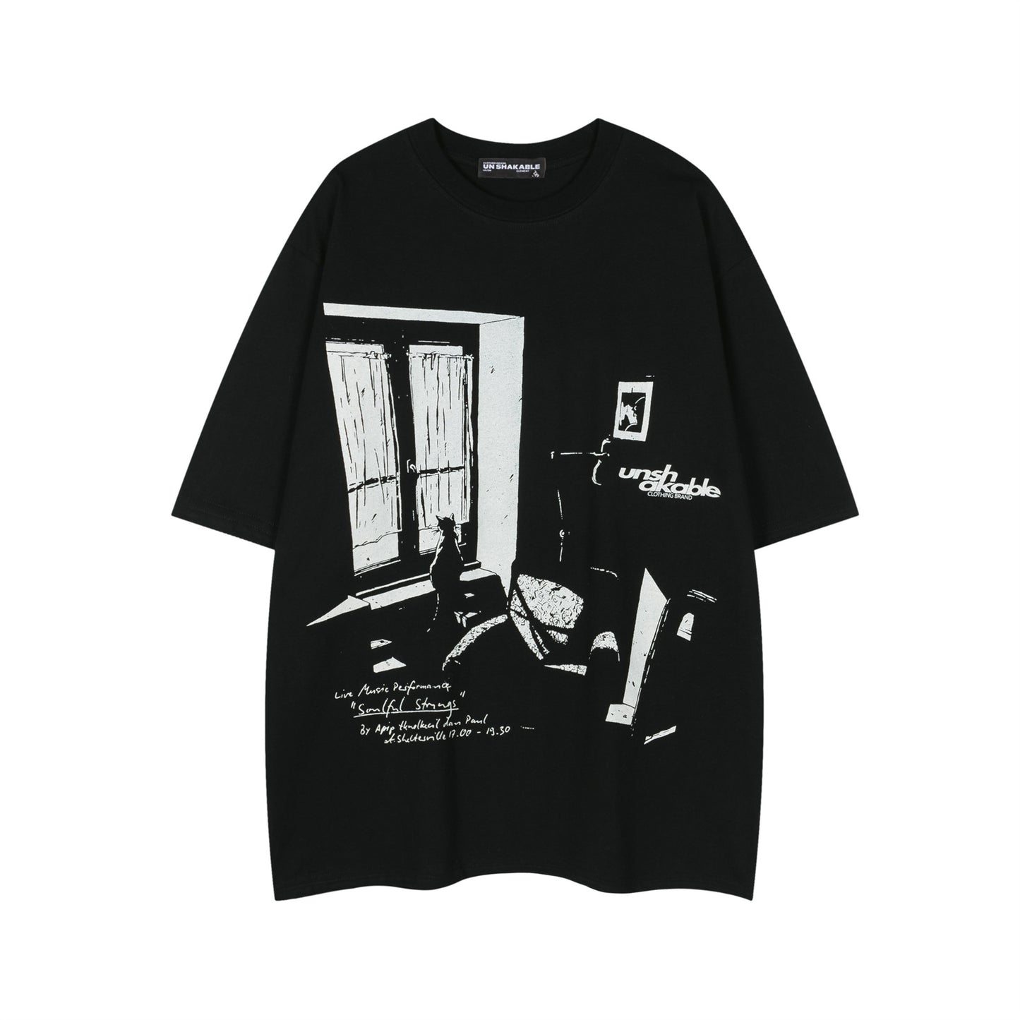 𝕃oose 𝔽it ☞𝟤𝟢𝟤𝟧 ☜美式復古孤獨小貓印花男女中性 T-Shirt寬版上衣 SR-71