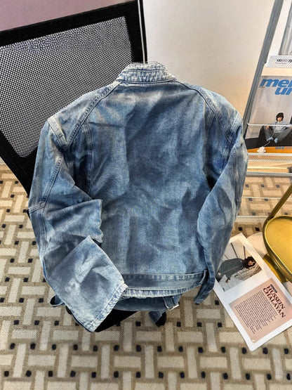 snɔoɟ uoı̣snɟ - 做舊牛仔上衣男高级感痞帥美式夾克設計感男外套 Bc-005
