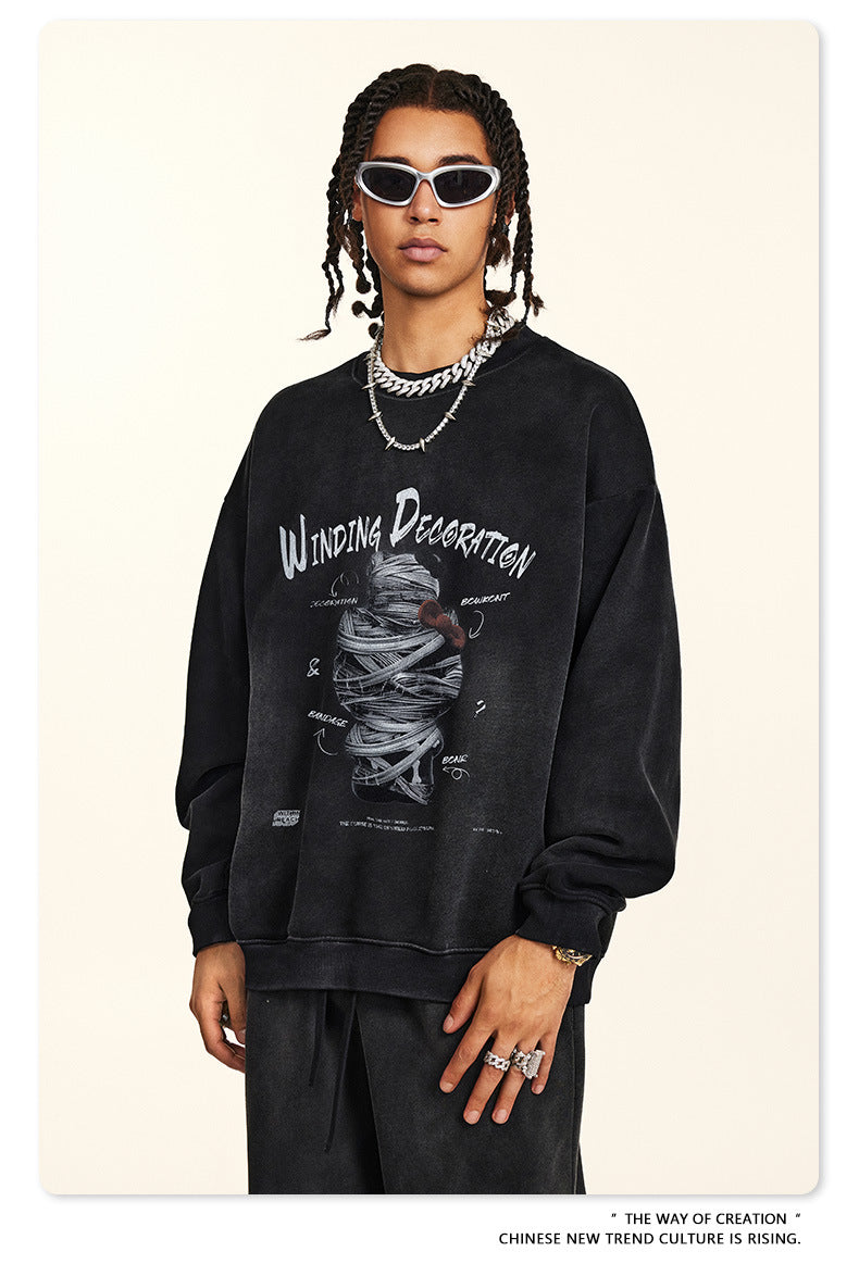 ♛𝔽𝕦𝕤𝕚𝕠𝕟 𝔽𝕠𝕔𝕦𝕤 ♛2025秋冬高磅復古水洗印花大學T B-67