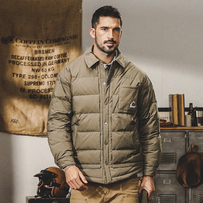 snɔoɟ uoı̣snɟ - 美式復古襯衫式羽绒服冬季新款時尚簡約輕薄保暖羽绒夾克外套 FG-346