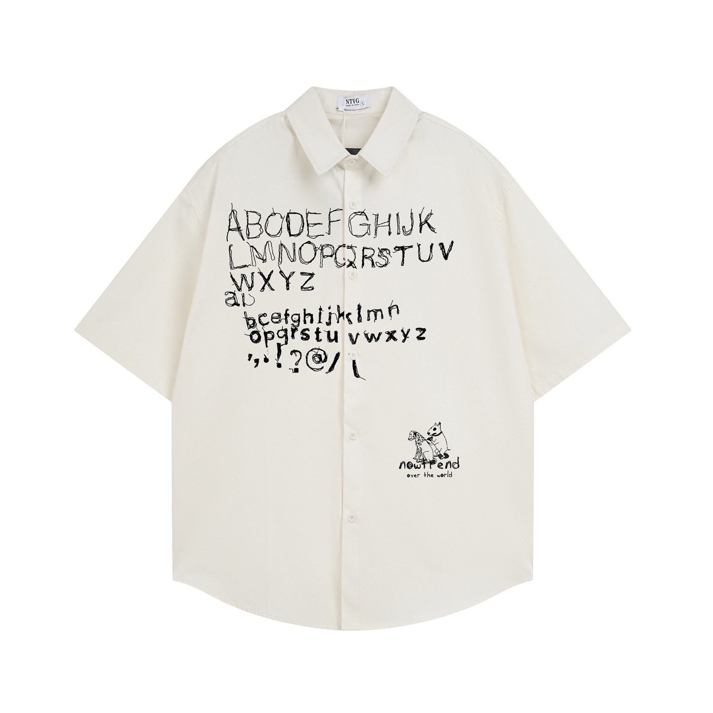 𝕃oose 𝔽it ☞𝟤𝟢𝟤𝟧 ☜美式復古英文字母印花百搭休閒寬鬆襯衫  NT-114