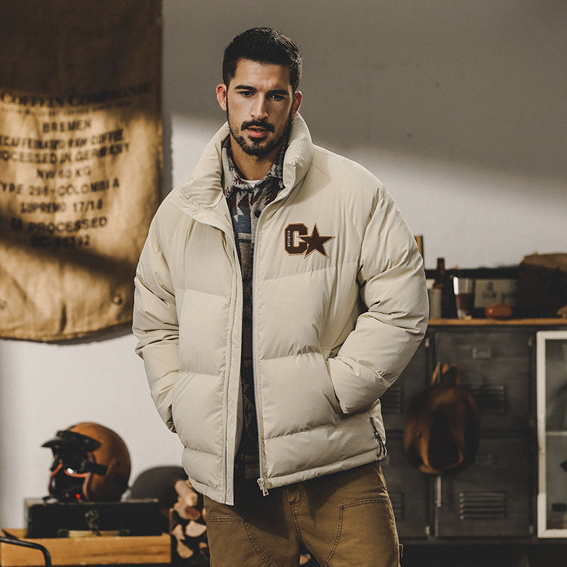 snɔoɟ uoı̣snɟ - 鴨绒羽绒服冬季新款潮牌寬鬆保暖加厚立領麵包外套 FG-347