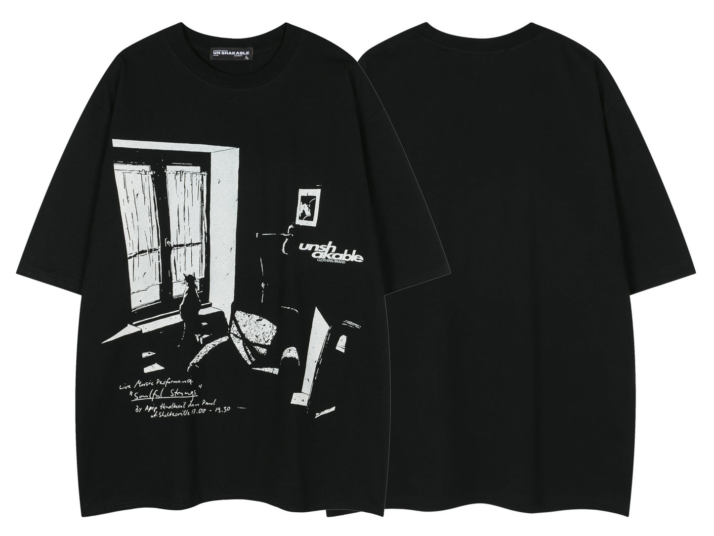 𝕃oose 𝔽it ☞𝟤𝟢𝟤𝟧 ☜美式復古孤獨小貓印花男女中性 T-Shirt寬版上衣 SR-71