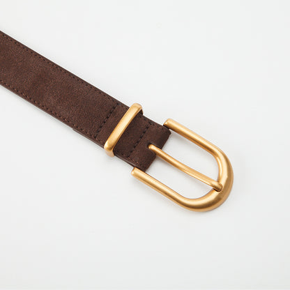 𝗕𝗘𝗟𝗧女款磨砂反絨合金扣牛皮簡約腰帶款 03