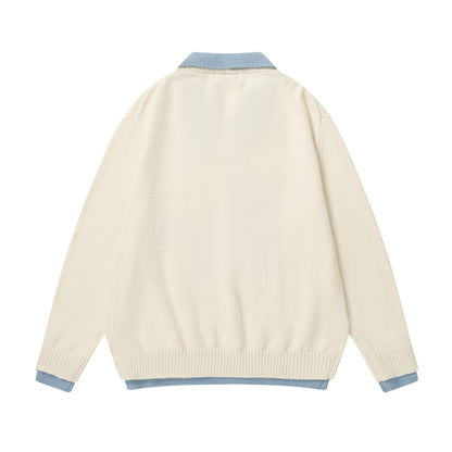 ⓀⓃⒾⓉ𒉽2025秋冬復古撞色慵懶小熊翻領針織 M-16