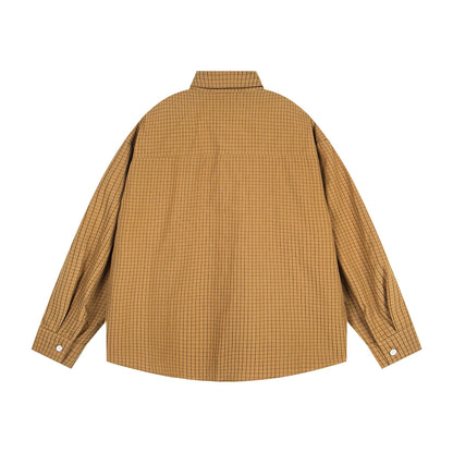 𝔼mbro 𝕊hirt𒉽2025秋冬領帶系列字母刺繡格子寬鬆襯MO-00