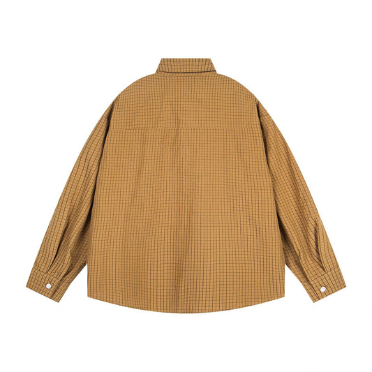 𝔼mbro 𝕊hirt𒉽2025秋冬領帶系列字母刺繡格子寬鬆襯MO-00