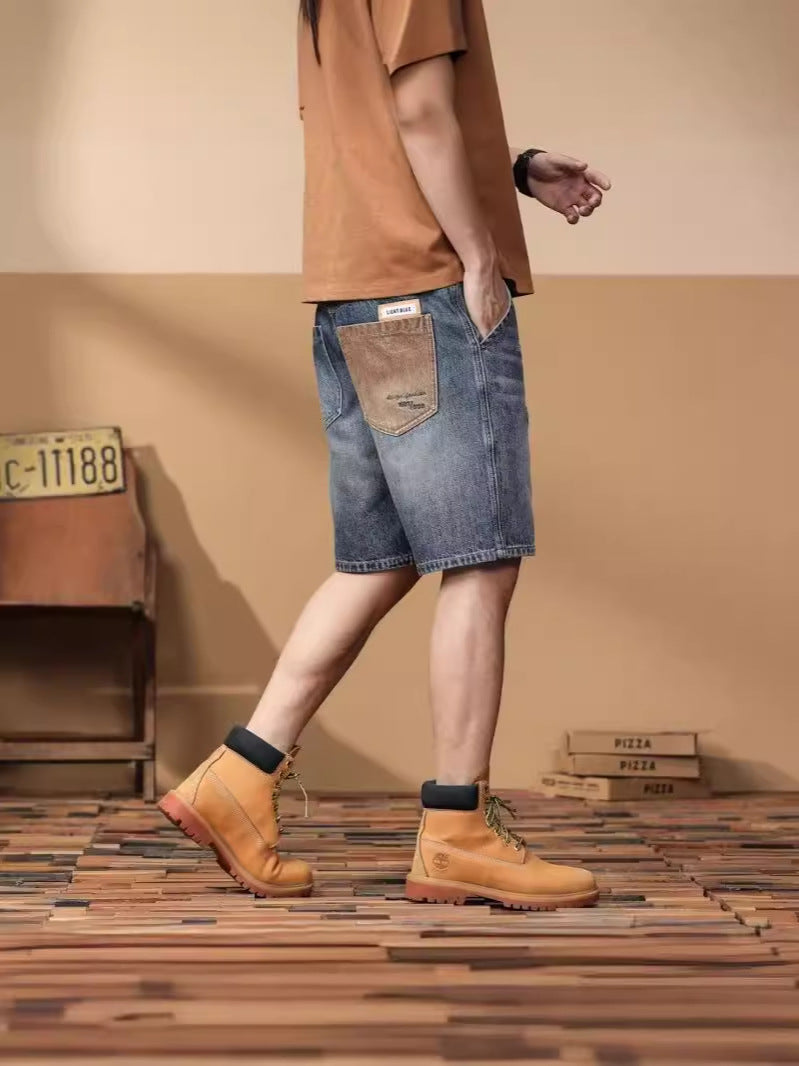 ♜  𝔽𝕦𝕤𝕚𝕠𝕟 𝔽𝕠𝕔𝕦𝕤  𖥟 𝖏𝖊𝖆𝖓𝖘  ☞  夏季薄款男士牛仔短褲美式復古夏天五分褲子寬鬆直筒中褲男款 Bs-08