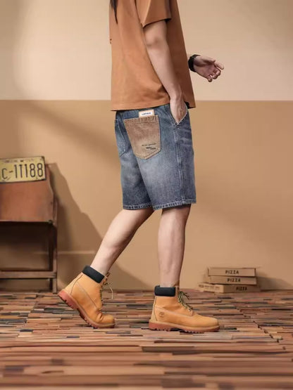 ♜  𝔽𝕦𝕤𝕚𝕠𝕟 𝔽𝕠𝕔𝕦𝕤  𖥟 𝖏𝖊𝖆𝖓𝖘  ☞  夏季薄款男士牛仔短褲美式復古夏天五分褲子寬鬆直筒中褲男款 Bs-08