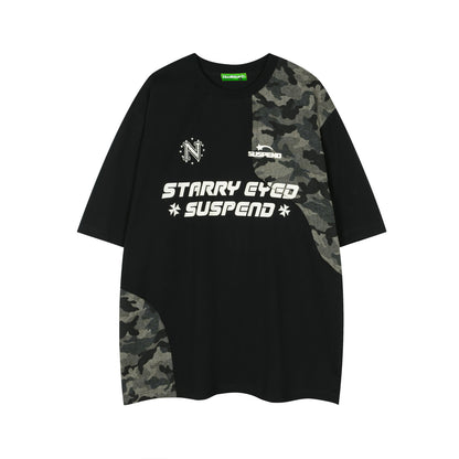 𝕃oose 𝔽it ☞𝟤𝟢𝟤𝟧 ☜美式復古字母印花圓領T-Shirt寬版上衣D-91