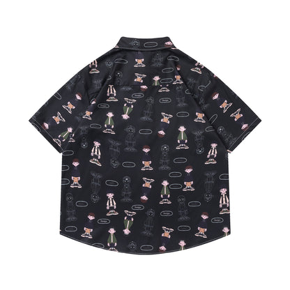 𝕃oose 𝔽it ☞𝟤𝟢𝟤𝟧 ☜日式復古卡通男孩滿印百搭休閒寬鬆襯衫   RF-185