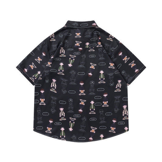 𝕃oose 𝔽it ☞𝟤𝟢𝟤𝟧 ☜日式復古卡通男孩滿印百搭休閒寬鬆襯衫   RF-185