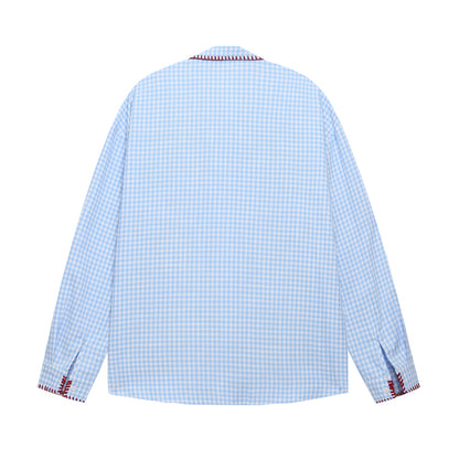 𝔼mbro 𝕊hirt𒉽2025秋冬趣味圖案刺繡寬鬆襯衫C-89