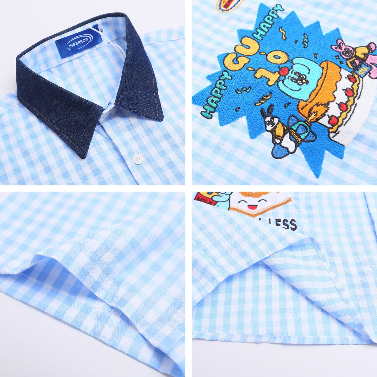 𝔼mbro 𝕊hirt𒉽美式復古趣味卡通短袖寬鬆襯衫 IN-20
