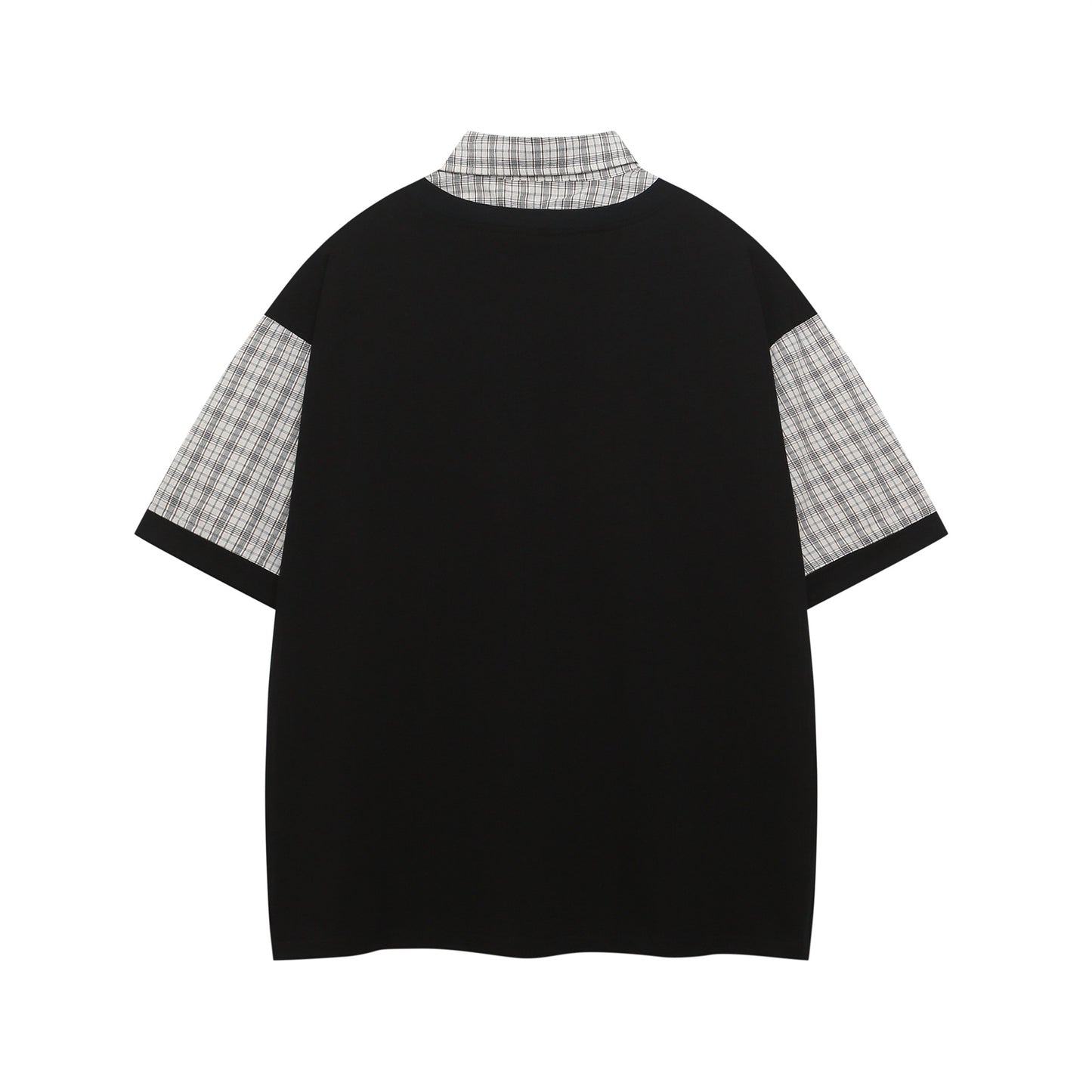 Polo Shirt𒉽美式復古印花拼接假兩件翻領POLO衫I-510